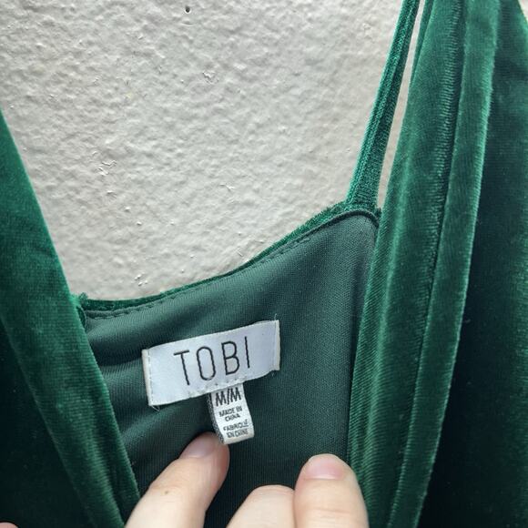 Tobi Velvet Green Y2K long slit maxi Prom dress Whimsigoth Fairy Witchy Gown M - Picture 5 of 7